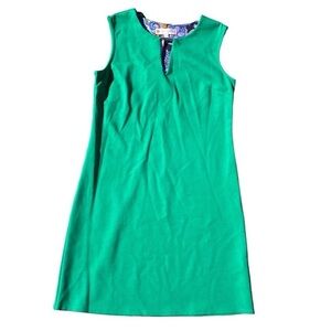 Jude Connally Nadine Ponte Dress Green V-Neck Sleeveless Shift Sheath XS Women
